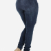 Trendy High Waist  Knee Broken Holes Blue Denim Skinny Jeans