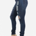 Trendy High Waist  Knee Broken Holes Blue Denim Skinny Jeans