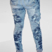 Trendy High Waist Tassel Hollow-out Light Blue Cotton Jeans