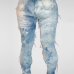 denim Solid Button Fly High Regular Pants Jeans