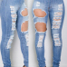 denim Solid Zipper Fly High Regular Pants Jeans