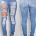 denim Solid Zipper Fly High Regular Pants Jeans