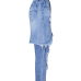 denim Solid Zipper Fly Mid Regular Capris Jeans