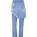 denim Solid Zipper Fly Mid Regular Capris Jeans