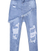 denim Solid Zipper Fly Mid Regular Capris Jeans