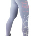  Euramerican High Waist Letters Design Light Grey Cotton Blends Leggings