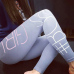  Euramerican High Waist Letters Design Light Grey Cotton Blends Leggings