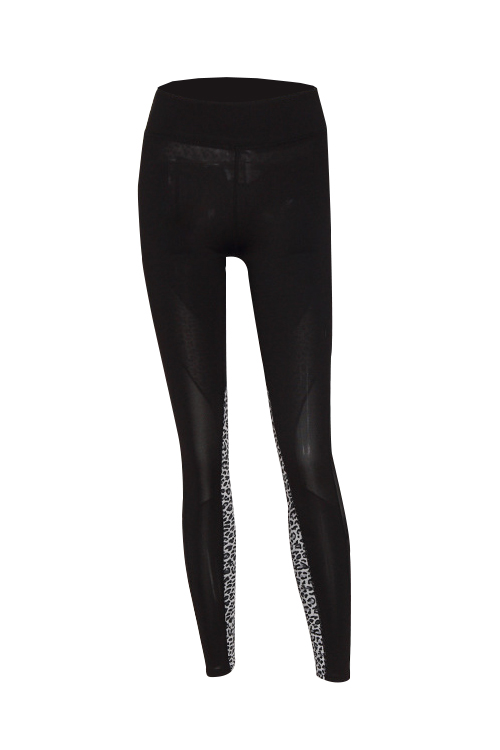  Euramerican High Waist Panther Print Black Polyester Leggings