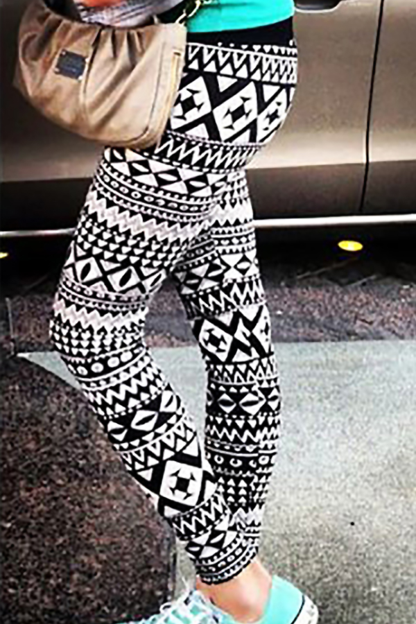  Euramerican High Waist Printed Polyester Leggings