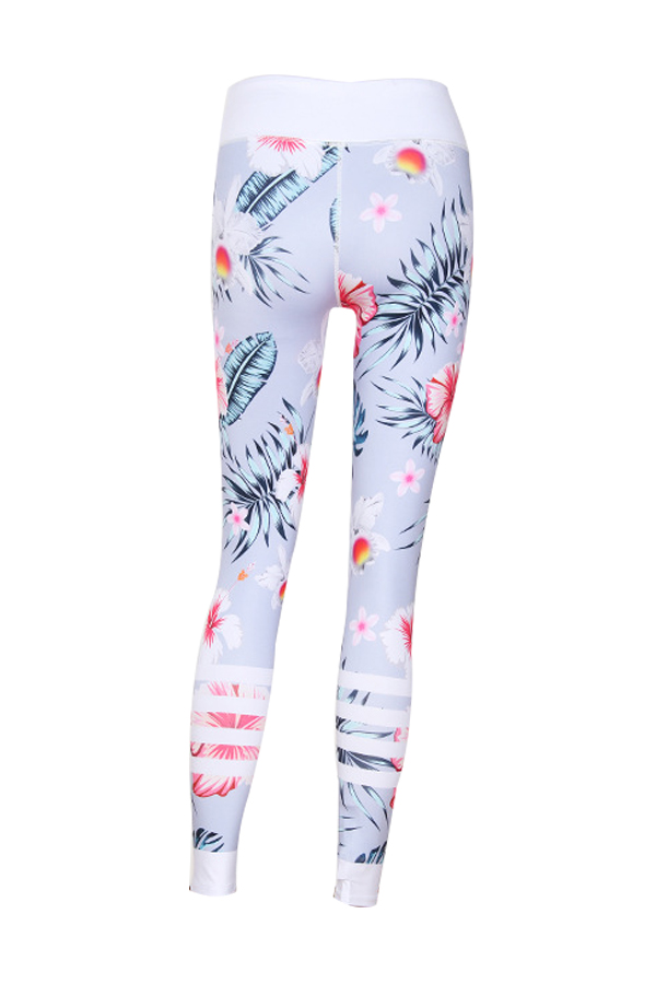  Euramerican High Waist Printed White Polyester Leggings