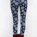  Euramerican High Waist Snowflakes Printing Navy Blue Polyester Leggings