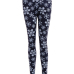  Euramerican High Waist Snowflakes Printing Navy Blue Polyester Leggings