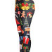  Euramerican Mid Waist Christmas Printed Black Polyester Leggings