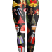  Euramerican Mid Waist Christmas Printed Black Polyester Leggings