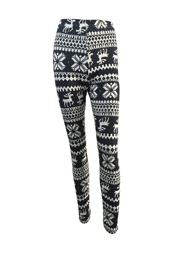  Euramerican Printed Black Polyester Leggings