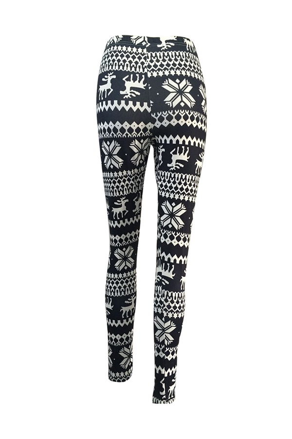  Euramerican Printed Black Polyester Leggings