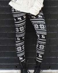  Euramerican Printed Black Polyester Leggings