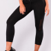  Fashion Mid Waist Lace-up Net Yarn Splicing Black Polyester Leggings