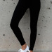  Leisure Elastic Waist Black Cotton Blends Leggings