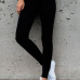  Leisure Elastic Waist Black Cotton Blends Leggings