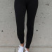  Leisure Elastic Waist Black Cotton Blends Leggings