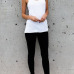  Leisure Elastic Waist Black Cotton Blends Leggings