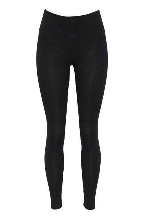  Leisure Elastic Waist Black Cotton Blends Leggings