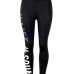  Leisure Elastic Waist Letters Printed Black Polyester Leggings