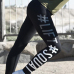  Leisure Elastic Waist Letters Printed Black Polyester Leggings