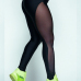 Leisure Elastic Waist See-Through Black Polyester Leggings