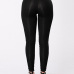 Stylish High Waist Hollow-out Black Polyester Leggings