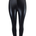  Euramerican High Elastic Waist Black Leather Pants