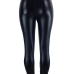  Euramerican High Elastic Waist Black Leather Pants