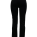  Euramerican High Waist Button Decorative Black Polyester Pants