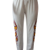  Euramerican High Waist Offset Printing Design White Twilled Satin Pants