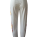  Euramerican High Waist Offset Printing Design White Twilled Satin Pants