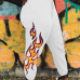  Euramerican High Waist Offset Printing Design White Twilled Satin Pants