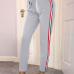  Euramerican High Waist Striped Patchwork Grey Polyester Pants