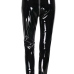  Euramerican High Waist Zipper Design Black Leather Pants(Without Accessories)