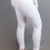  Fashion High Elastic Waist Lace-up White Polyester Leggings