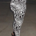  Fashion High Elastic Waist Letters Printed Black Polyester Leggings