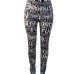  Fashion High Elastic Waist Letters Printed Black Polyester Leggings