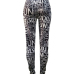  Fashion High Elastic Waist Letters Printed Black Polyester Leggings