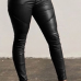  Fashion High Waist Black Leather Zipped Pants