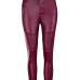  Fashion High Waist Wine Red Leather Zipped Pants