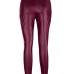  Fashion High Waist Wine Red Leather Zipped Pants