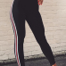  Fashionable High Waist Striped Patchwork Black Cotton Blends Pants