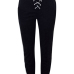  Leisure Elastic Waist Lace-up Black Cotton Blends Pants