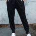  Leisure Elastic Waist Lace-up Black Polyester Pants