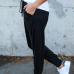  Leisure Elastic Waist Lace-up Black Polyester Pants